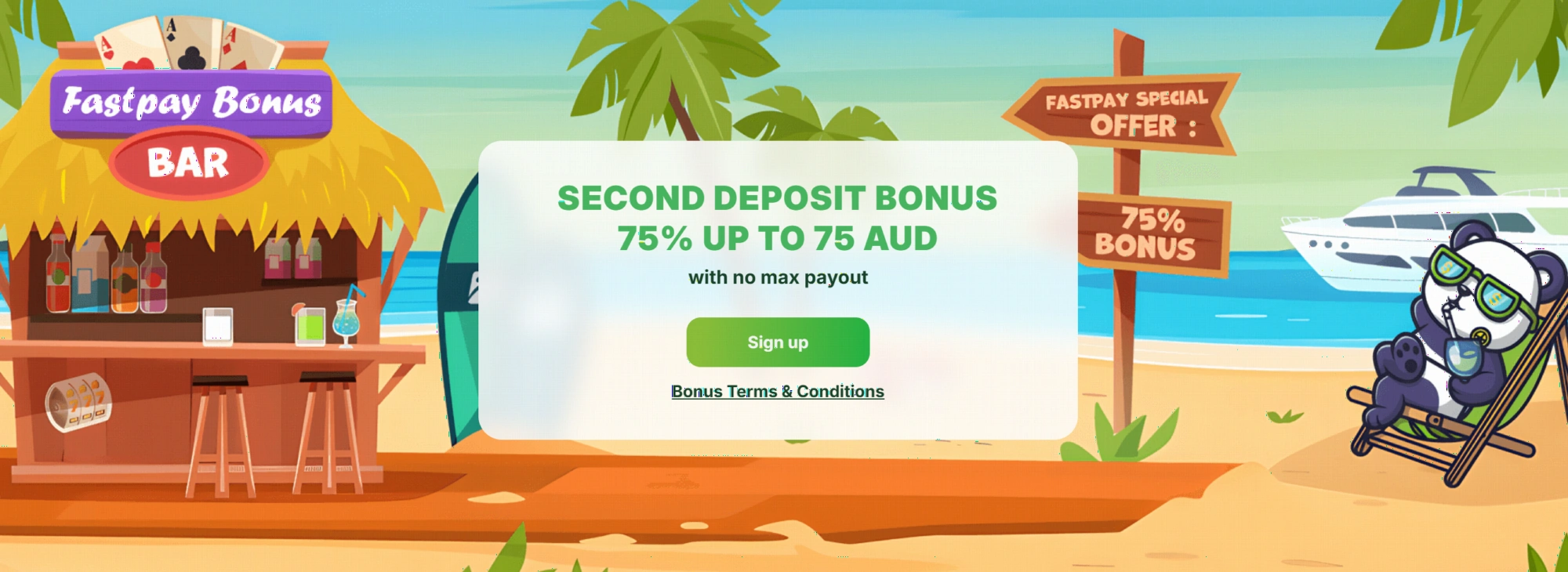 Second deposit bonus 75% up to AUD