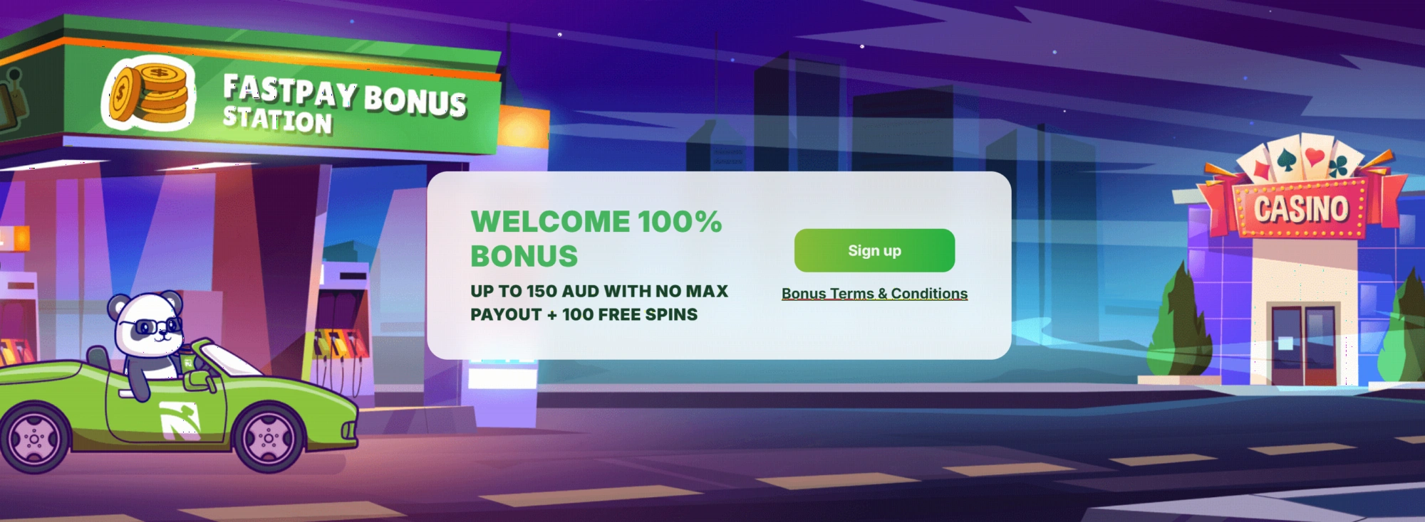 Welcome 100% bonus up to 150 AUD + 100 FS